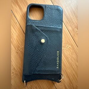 Bandolier Black Leather Phone Case iPhone 14 Plus Hailey